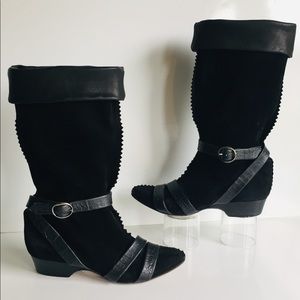 ICONIC LUX Vintage 1980s Black All Leather Walter Steiger BOOTS 38.5 US 7.5 - 8